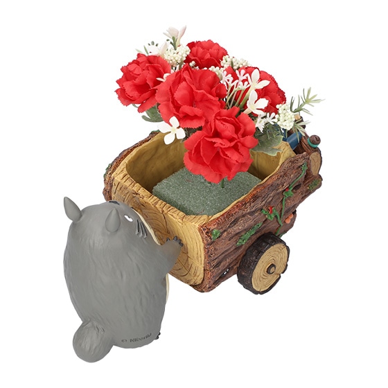 となりのトトロ ”トトロと森の三輪車”と造花アレンジセット(カーネーションレッド)