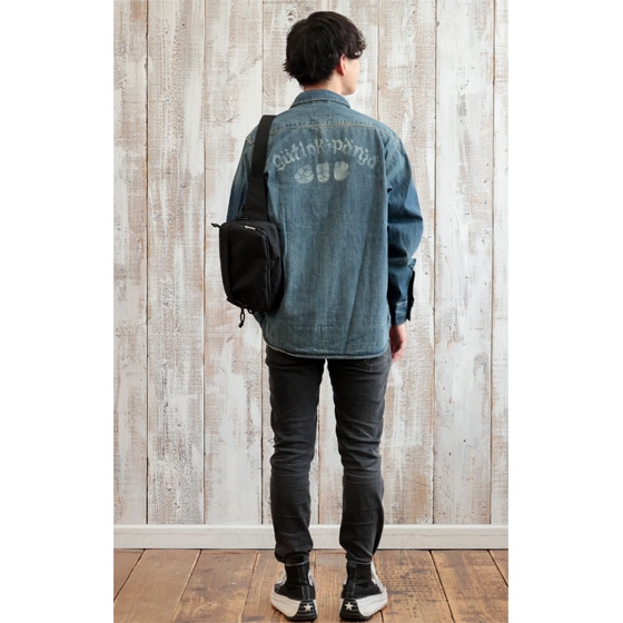 GBL】魔女の宅急便 デニムワークシャツ グーチョキパン店 VINTAGE WASH 