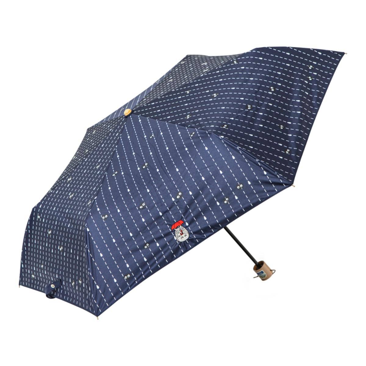 どんぐり共和国　となりのトトロ　傘 となりのトトロ 晴雨兼用 折りたたみ傘 雨垂れ模様 ネイビー