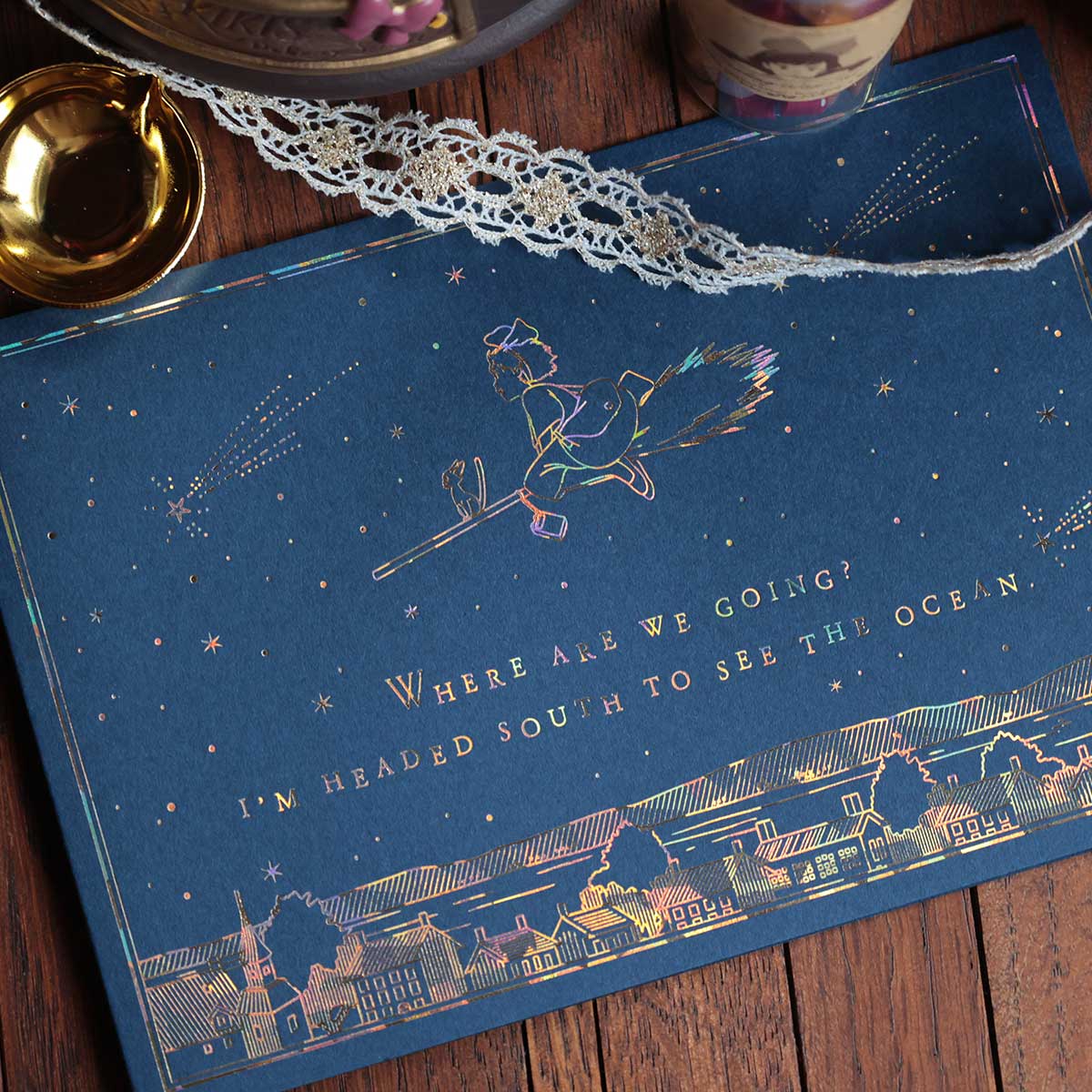 魔女の宅急便 夜空柄 グリーティングカード | どんぐり共和国そらのうえ店