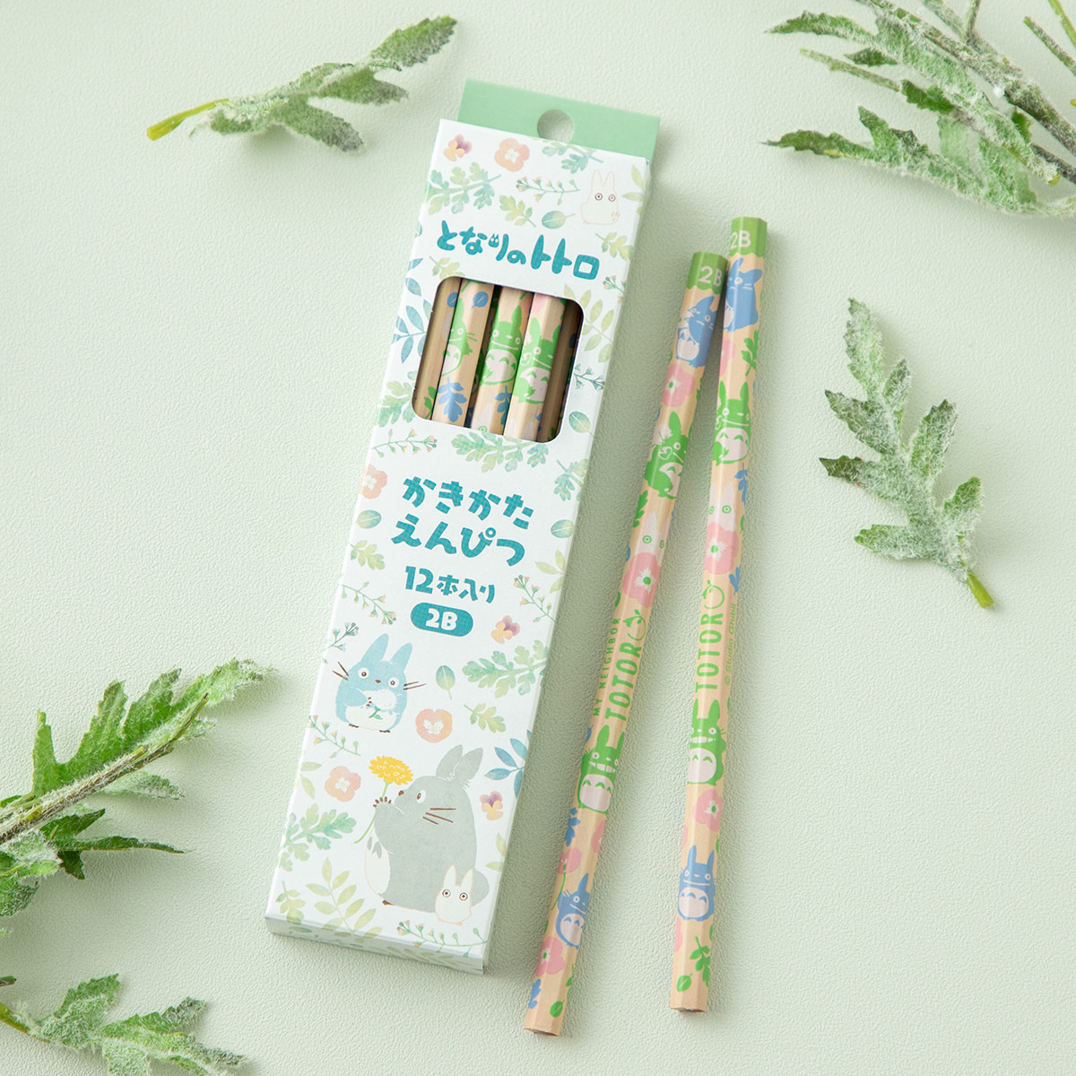 となりのトトロ えんぴつ12本入り カラフルリーフ柄 | どんぐり共和国