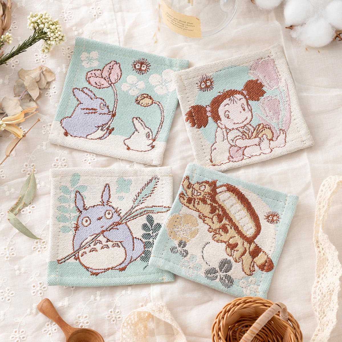 となりのトトロ ゴブラン織 コースター4枚組【ボタニカルガーデン