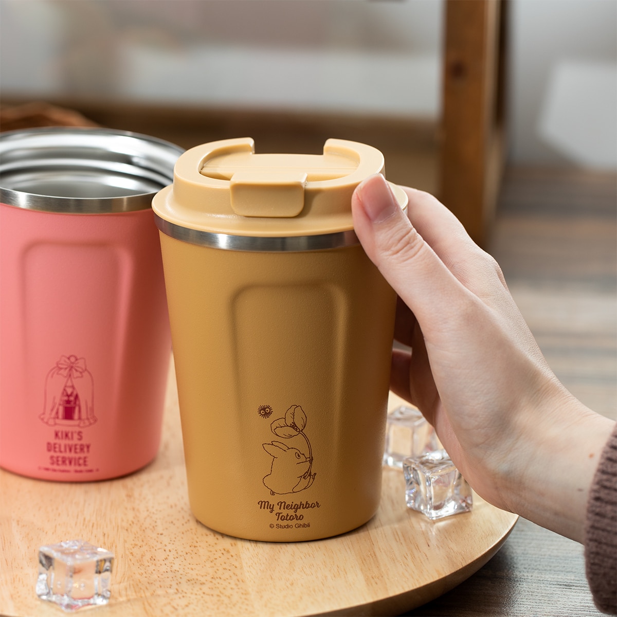日本製★OLLEBOREBLA　カットソー　コットン　ぶたさん　はてな柄 となりのトトロ コーヒータンブラーS 350ml ブラウン STBC3F