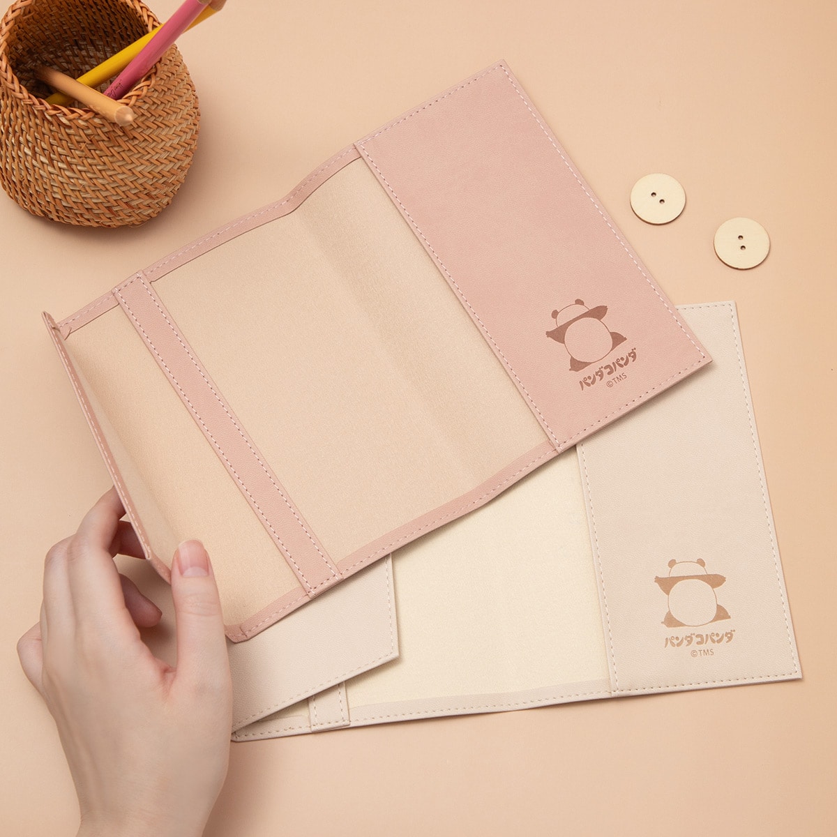 パンダコパンダ 合皮ブックカバー ベージュ | どんぐり共和国そらのうえ店