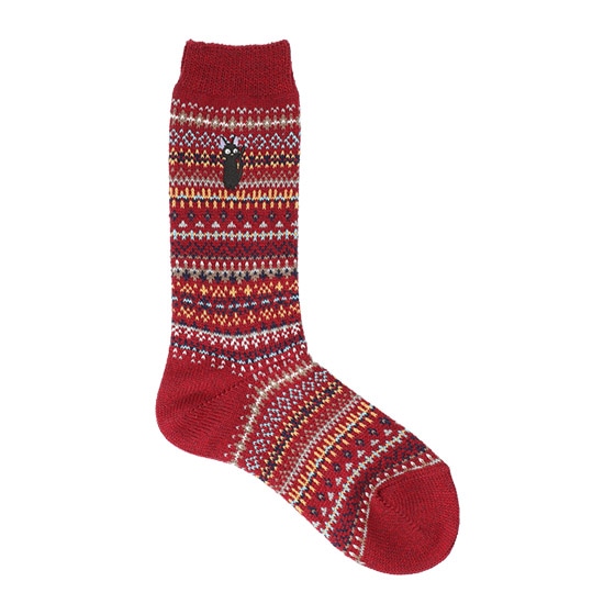 魔女の宅急便 ジジ刺繍総柄 25㎝丈ソックス 23-25㎝(レッド)