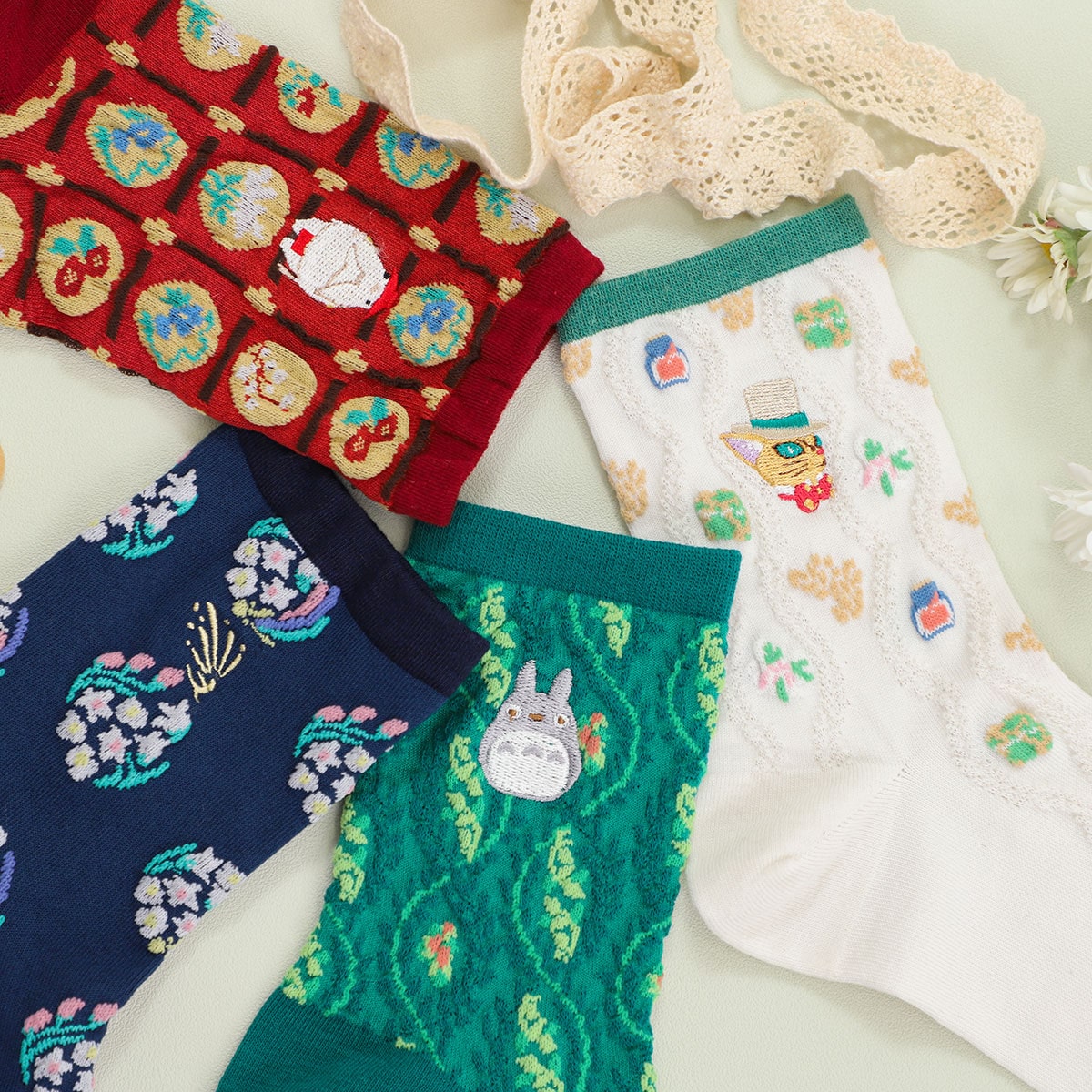 耳をすませば フロート刺繍 ソックス 23-25cm | どんぐり共和国そらの