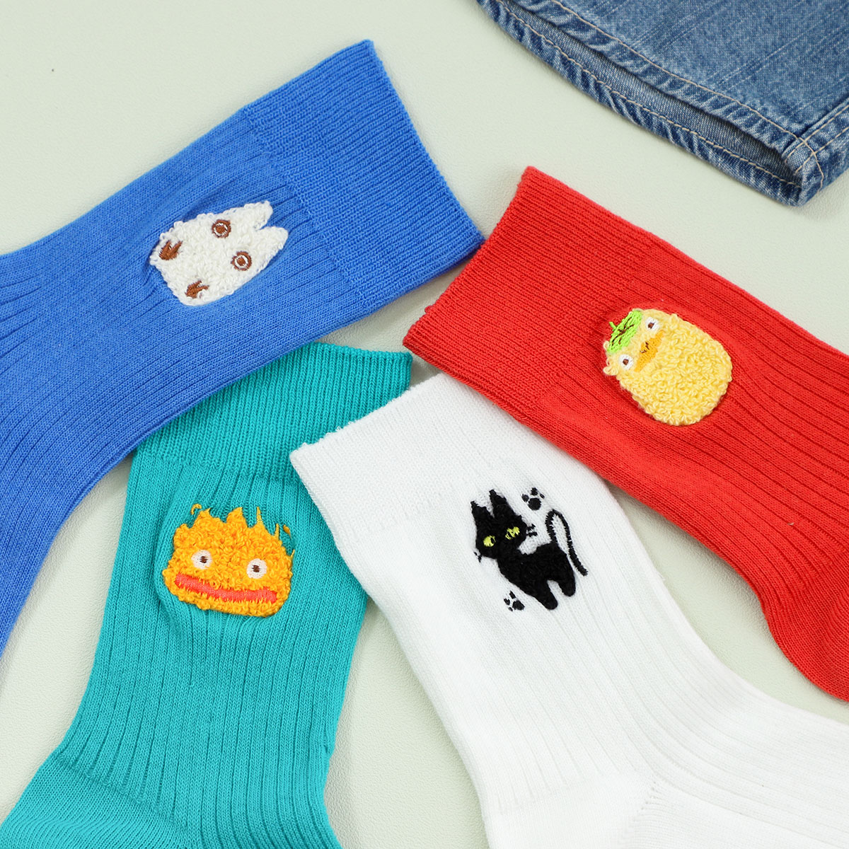 ハウルの動く城 サガラ刺繍 リブソックス 23-25cm | どんぐり共和国