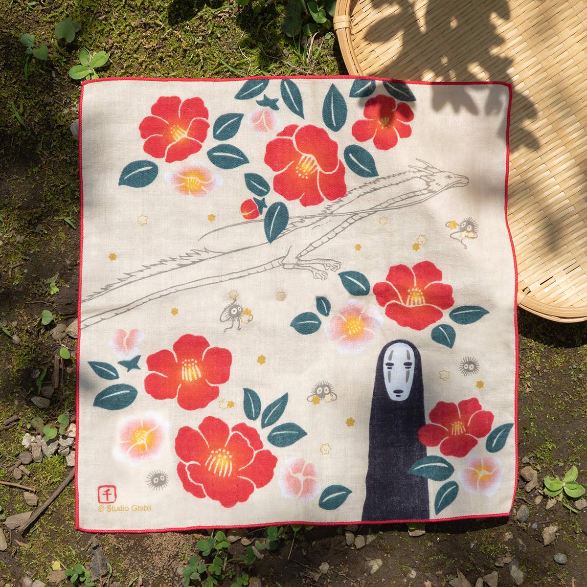 まゆのり Leaf Print One-Shoulder Belted Dress
