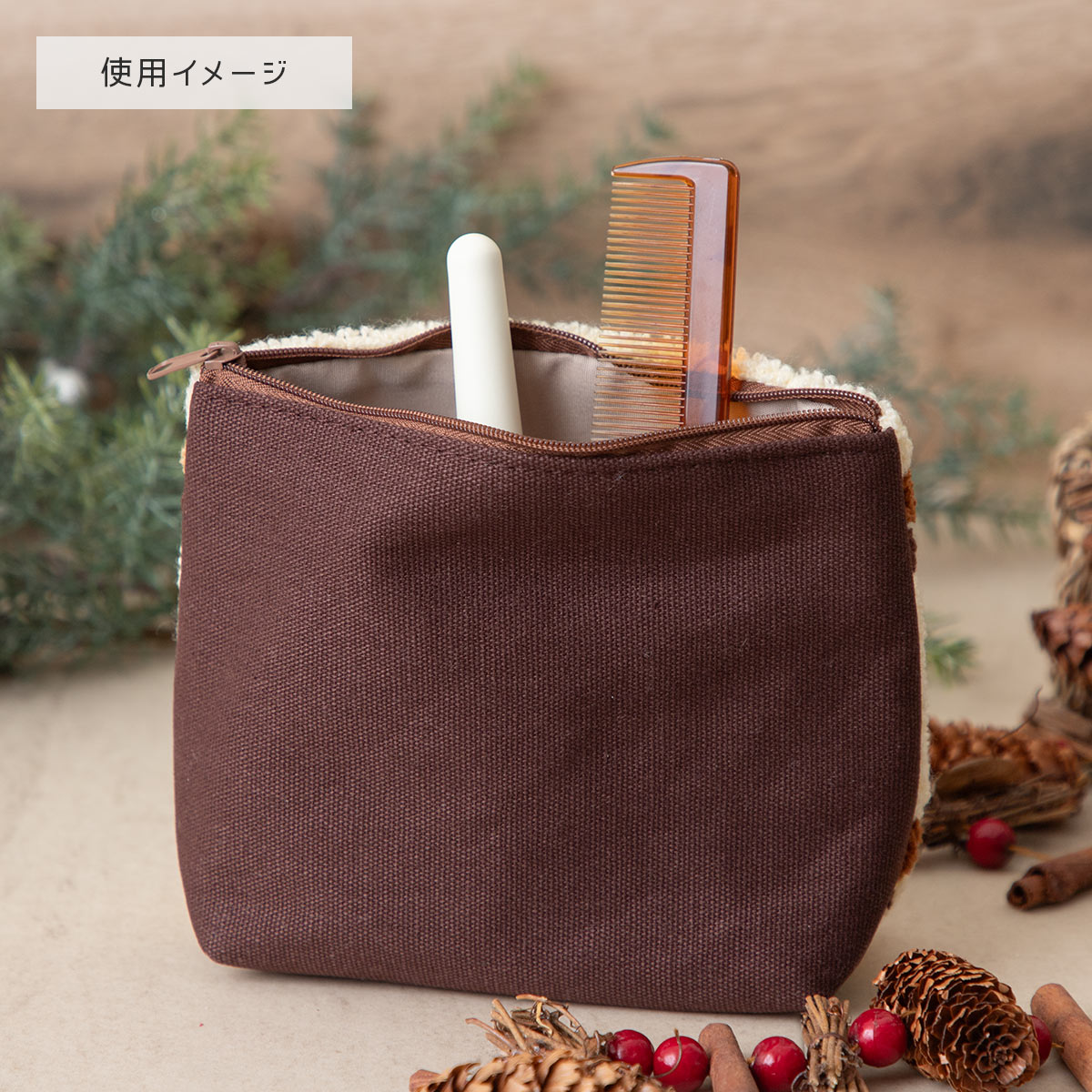 となりのトトロ ほこモコ刺繍シリーズ ポーチ アイボリー | どんぐり