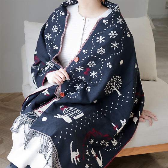 ジブリグッズ 魔女の宅急便 ボタン付きストール 旅だちとであい 2023AW