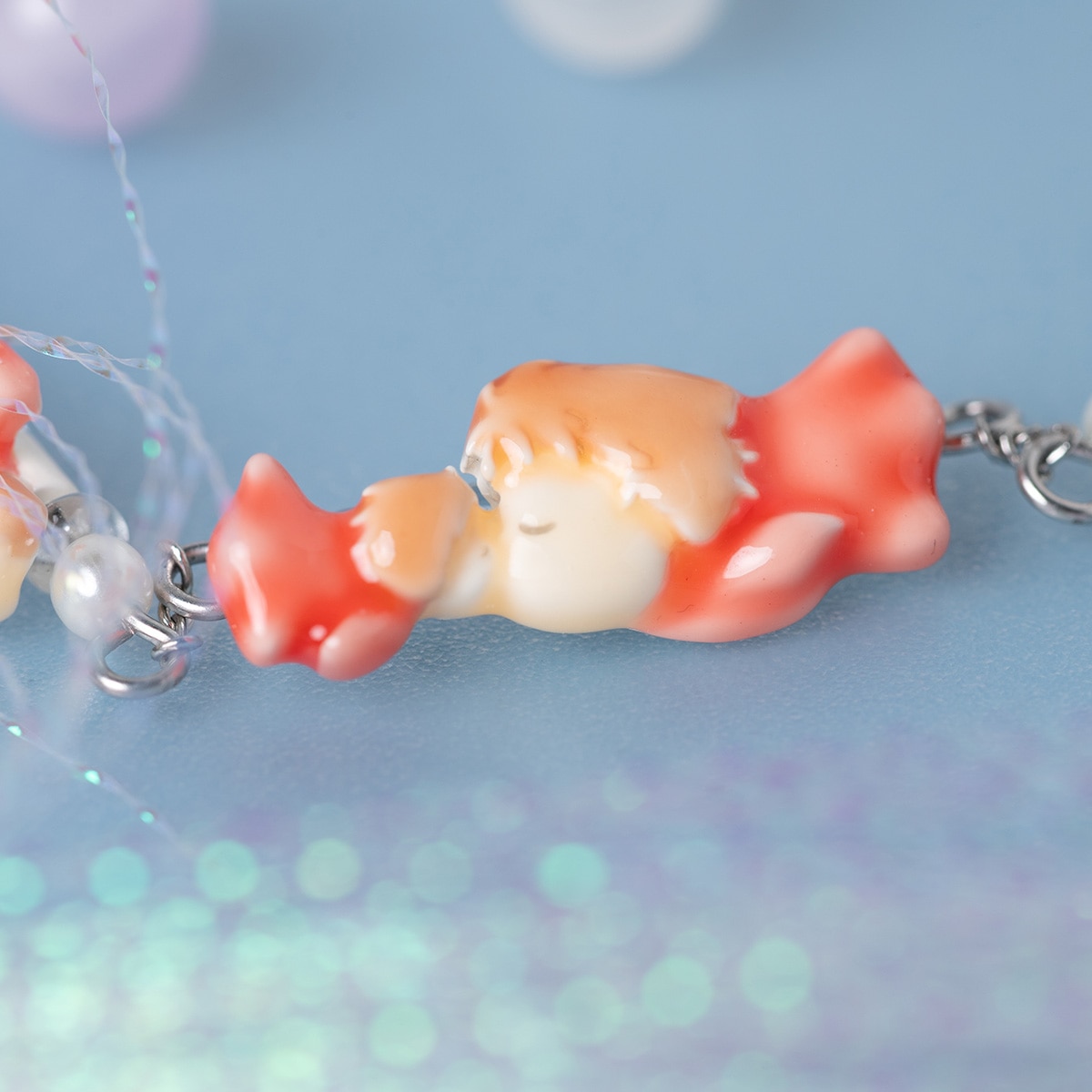 スタジオジブリ　崖の上のポニョ　天然石付きストラップ×2 崖の上のポニョ ブレスレット ポニョのあいさつ | どんぐり