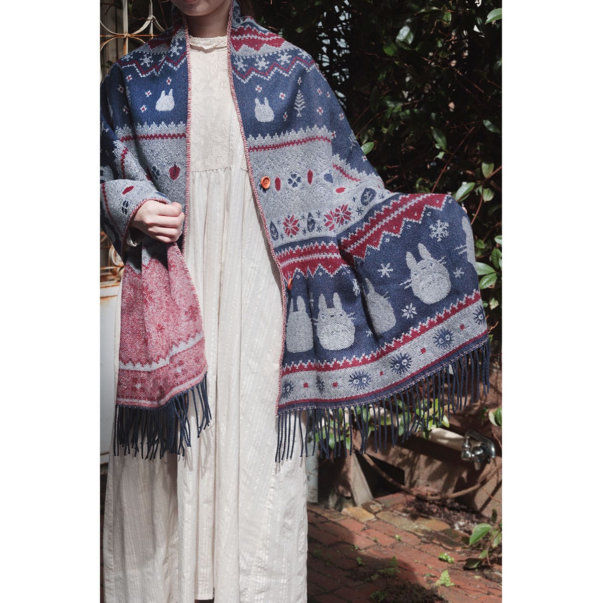 新品】となりのトトロ ボタン付きストール 襟巻き ウールのスカーフ