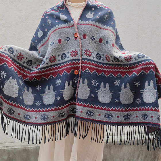 【新品】となりのトトロ　ボタン付きストール　襟巻き　ウールのスカーフ　ジブリ スタジオジブリ ジブリグッズ となりのトトロ ボタン付き