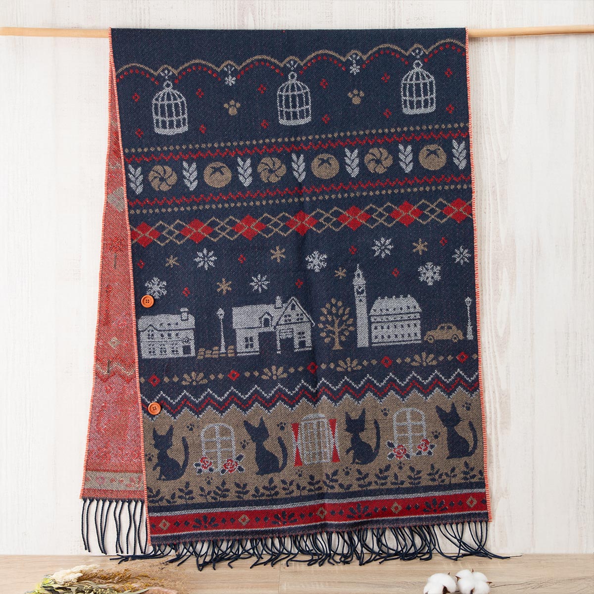 ジブリ　魔女の宅急便　ボタン付きストール　雪の降る街 ジブリグッズ 魔女の宅急便 ボタン付きストール 雪の降る街