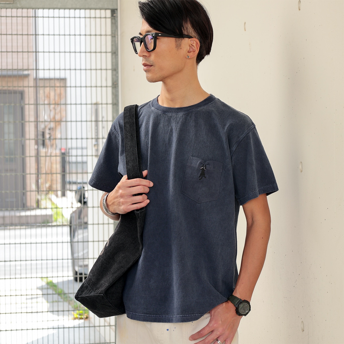 GBL】魔女の宅急便 Good On コラボポケット刺繍Tシャツ ジジ 