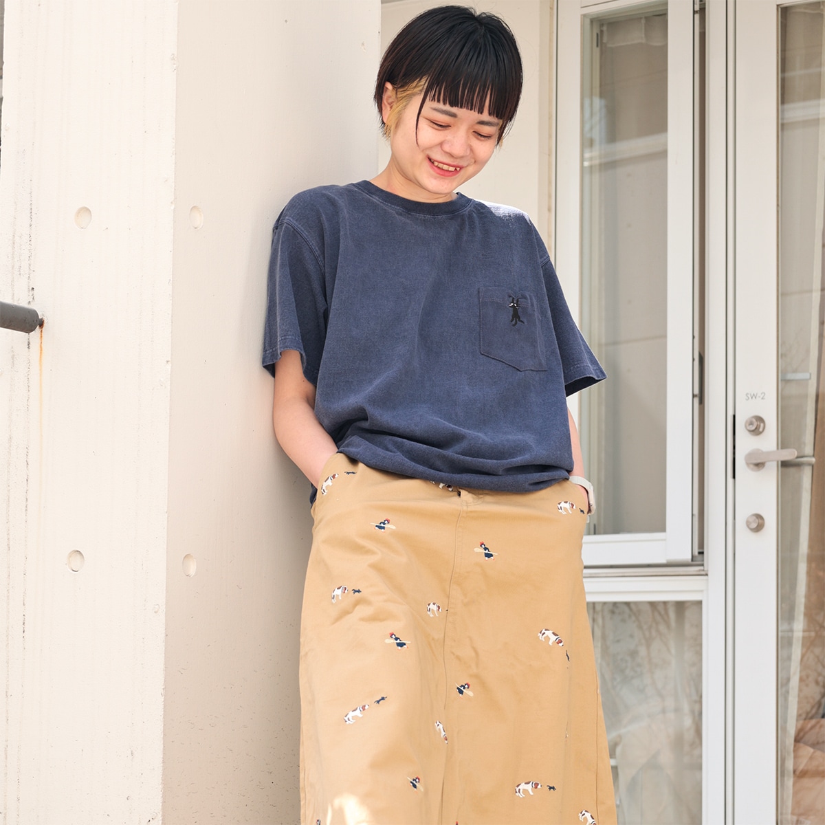 GBL】魔女の宅急便 Good On コラボポケット刺繍Tシャツ ジジ 