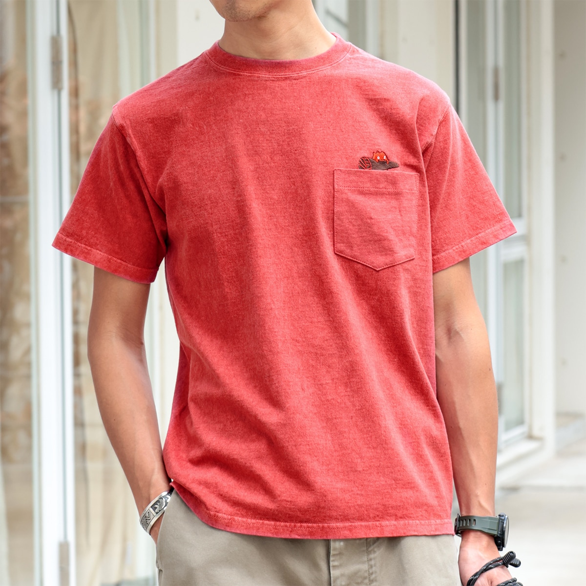 GBL】ハウルの動く城 Good On コラボポケット刺繍Tシャツ カルシファー 