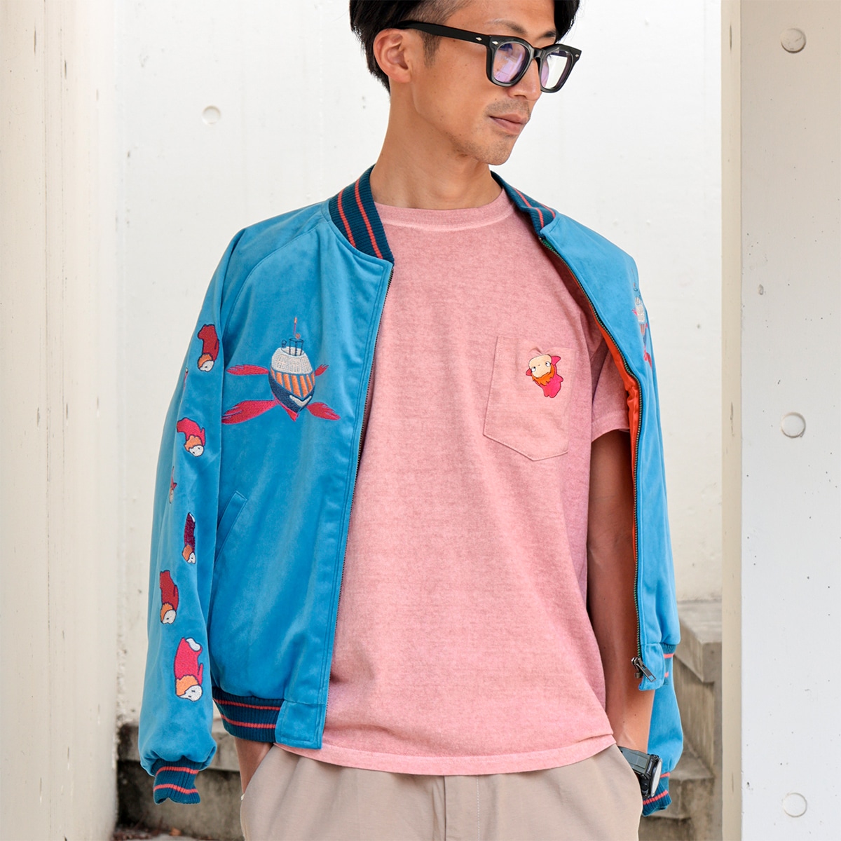 GBL】崖の上のポニョ Good On コラボポケット刺繍Tシャツ ポニョ 