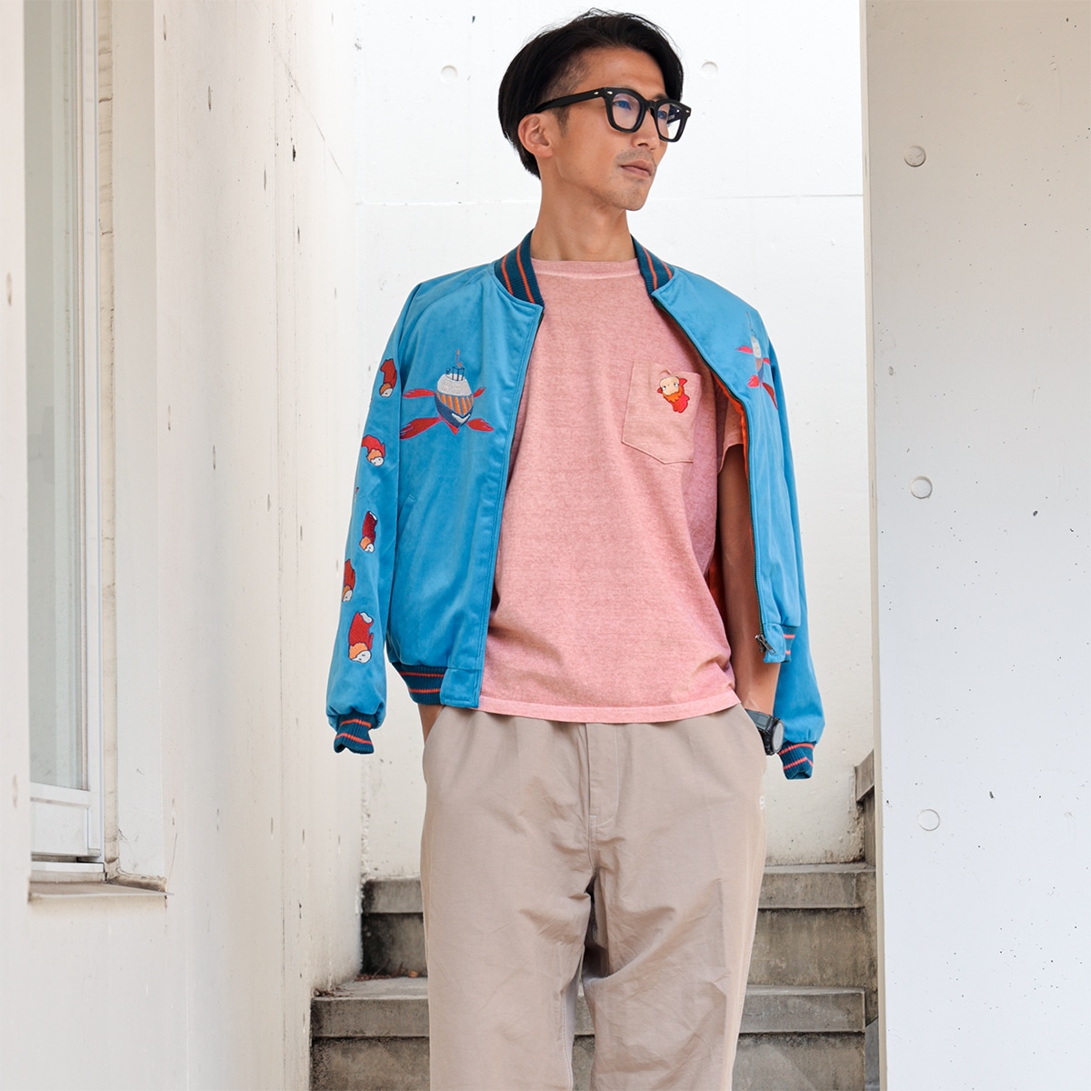 GBL】崖の上のポニョ Good On コラボポケット刺繍Tシャツ ポニョ 