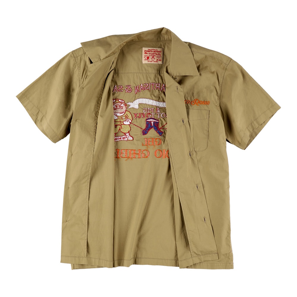 【GBL】 ステュディオ・ダ・ルチザン 紅の豚 刺しゅうシャツ パッチデザイン アイボリー