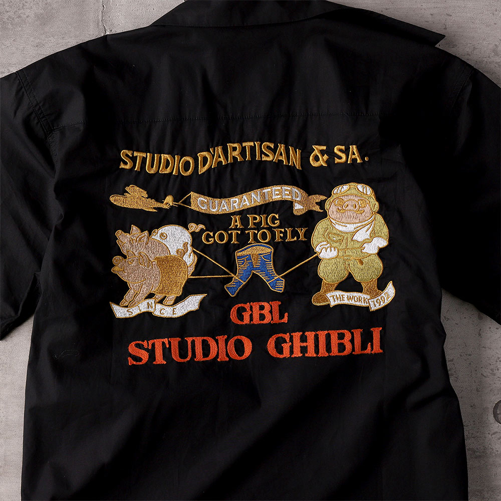 【GBL】 ステュディオ・ダ・ルチザン 紅の豚 刺しゅうシャツ パッチデザイン ブラック