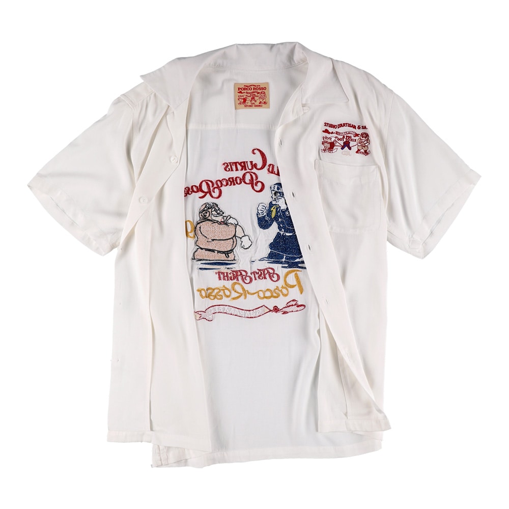 【GBL】 ステュディオ・ダ・ルチザン 紅の豚 刺しゅうシャツ ファイトデザイン ホワイト