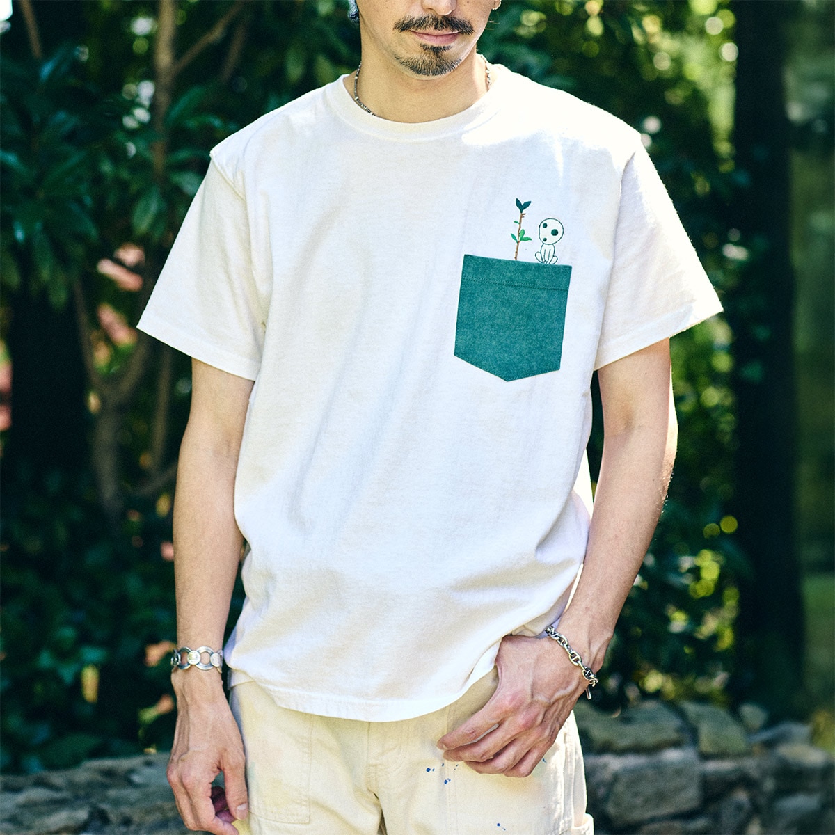 GBL もののけ姫 Tシャツ ジブリ GBL】もののけ姫 Good On コラボポケット刺繍Tシャツ コダマ