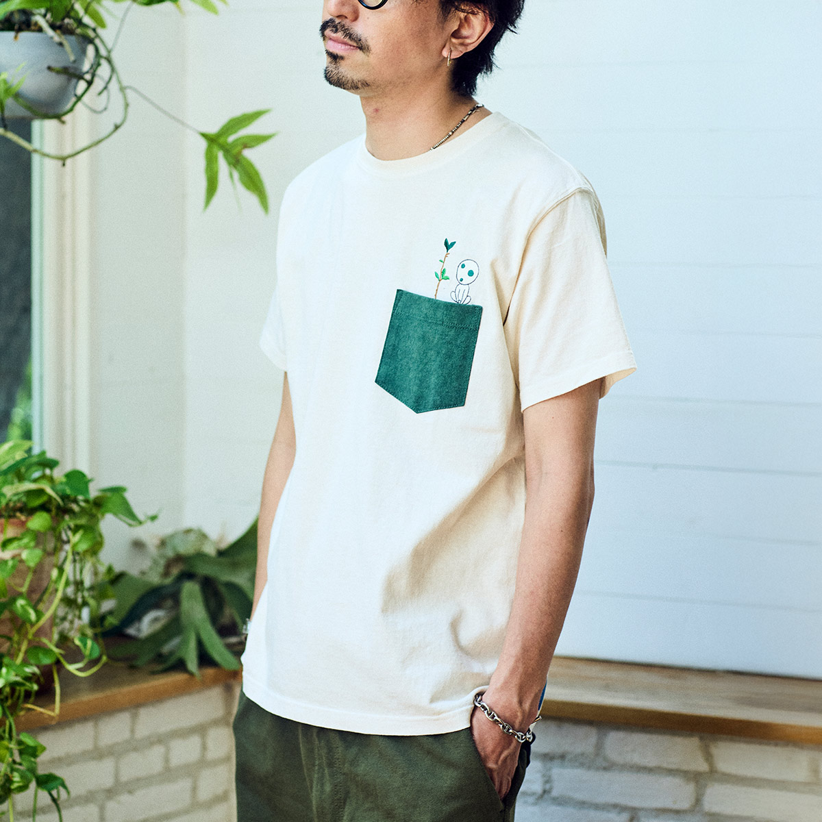 GBL もののけ姫 Tシャツ ジブリ GBL】もののけ姫 Good On コラボポケット刺繍Tシャツ コダマ