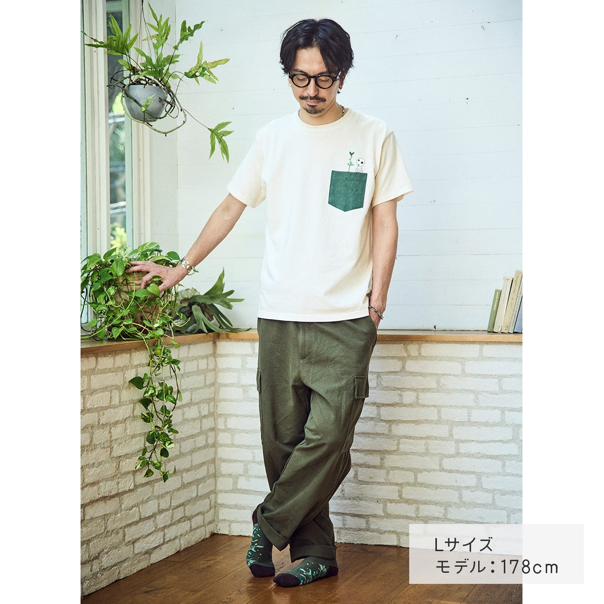 【完売品】もののけ姫 Good On コラボポケット刺繍Tシャツ コダマ　L GBL】もののけ姫 Good On コラボポケット刺繍Tシャツ コダマ