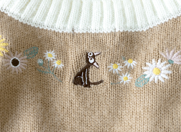 Donguri Closet限定 耳をすませば フラワー刺繍カーディガン」の